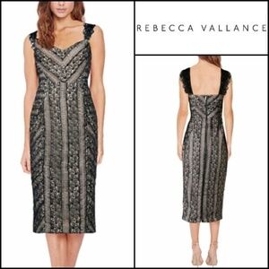NEW! REBECCA VALLANCE Lou Lou Sleeveless Lace Ruffle Knee Length Sheath Dress 6.
